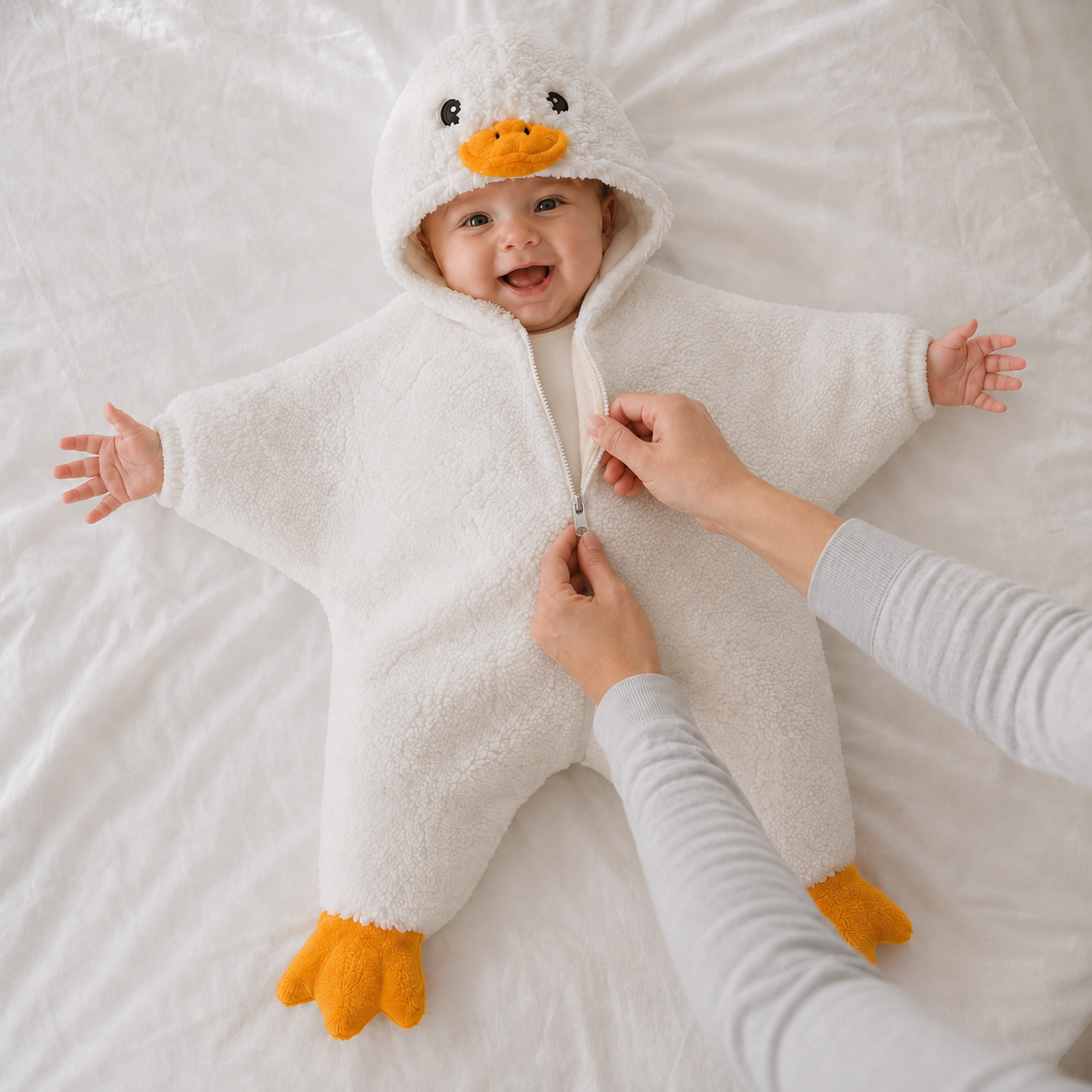 Baby Duck Suit opening from the top zipper